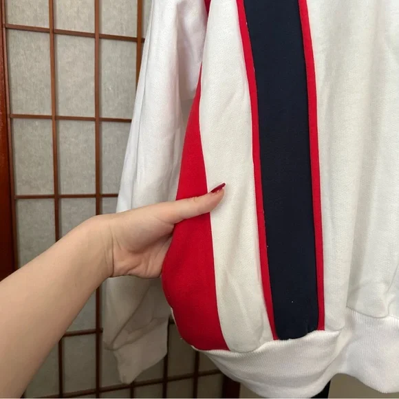 Vintage 80s 90s Men’s Red White and Blue Striped Sweatshirt